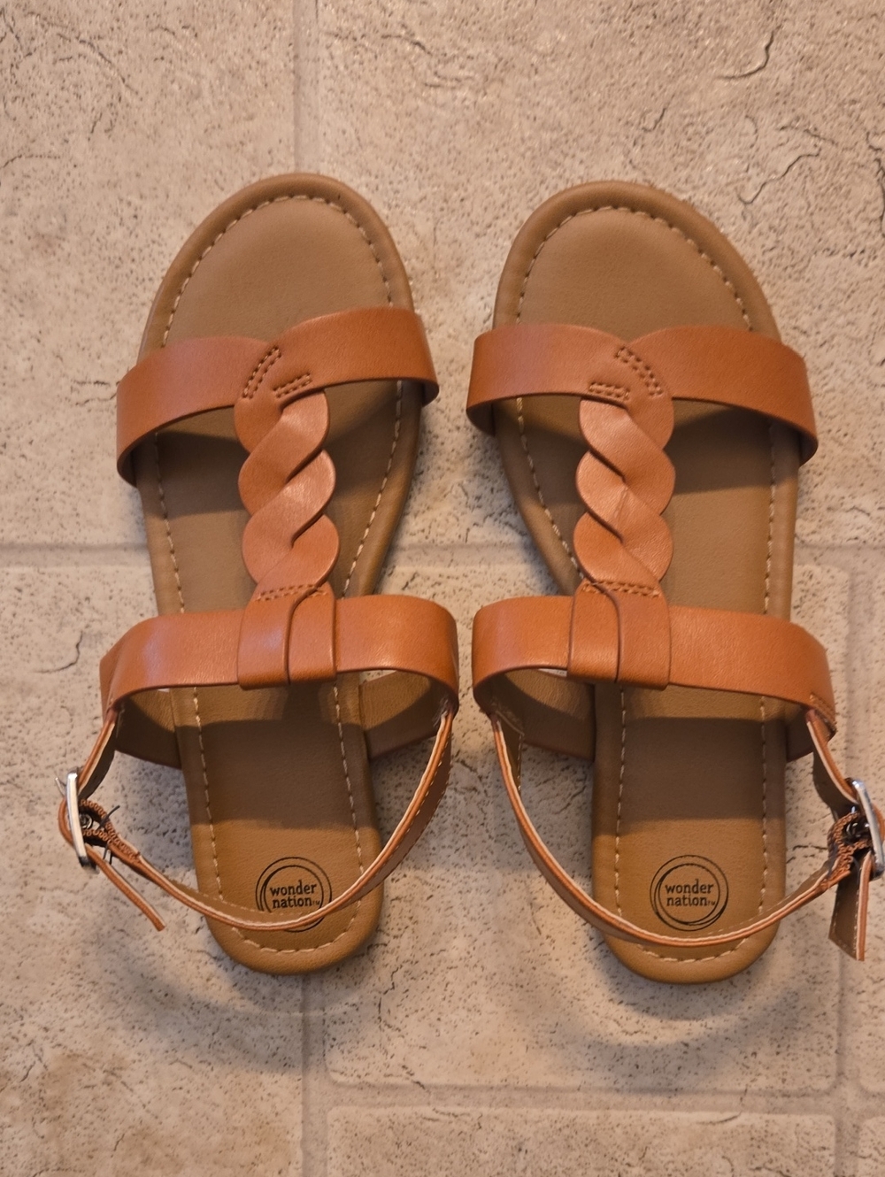 Wonder Nation Tan Braided Strap Girl's Sandals Size 1
